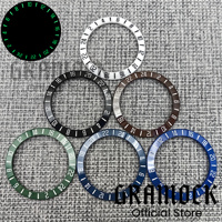 Gramock 39.2mm Black White Brown 24Hours GMT Ceramic Bezel C3 Luminous Insert Fit 40mm EXP2 Watch Case Watch Accessory Ring