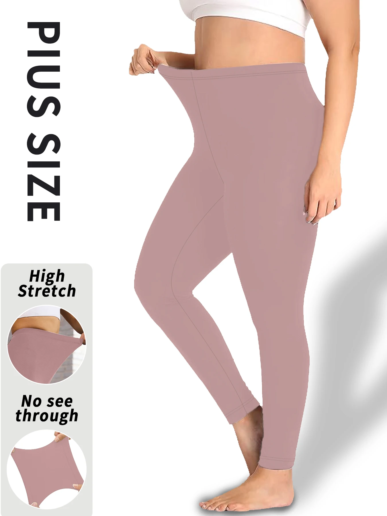 

Plus size Low Rise Super Soft Leggings for Women - High Elasticity Tights for Yoga Running Workout Casual Wear