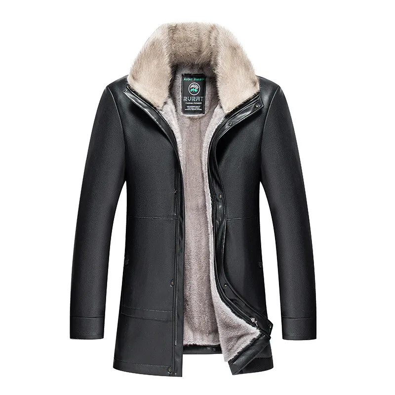

Haining Genuine Jacket Men, Mid-Length, Sheepskin Integrated, Fleece-Lined, Thickened Leather Jacket, Plus Size, Oversized Coat