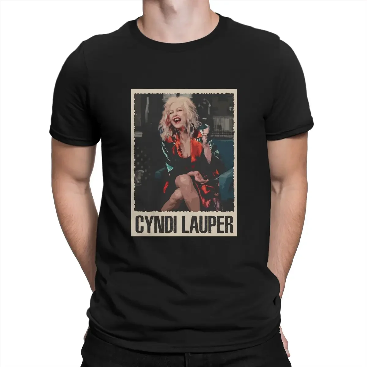 Men's T-Shirts American Singer And Actor Nominated For An Emmy Award Cool Pure Cotton Short Sleeve Cyndi Lauper T Shirt