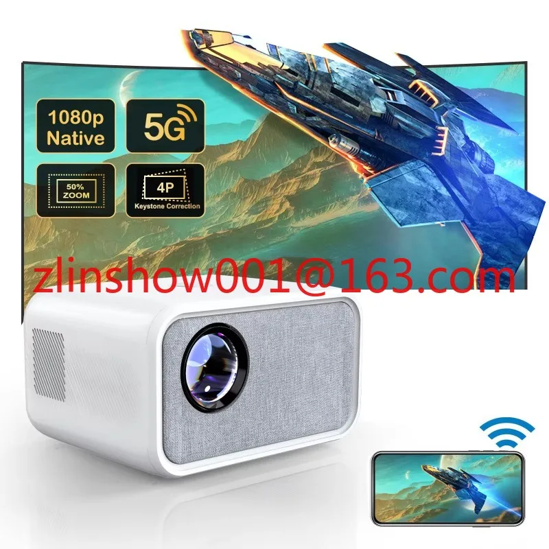 Native 1080P Projector with 5G WiFi and Bluetooth Video Projector 4K Supported Smart Android Projector