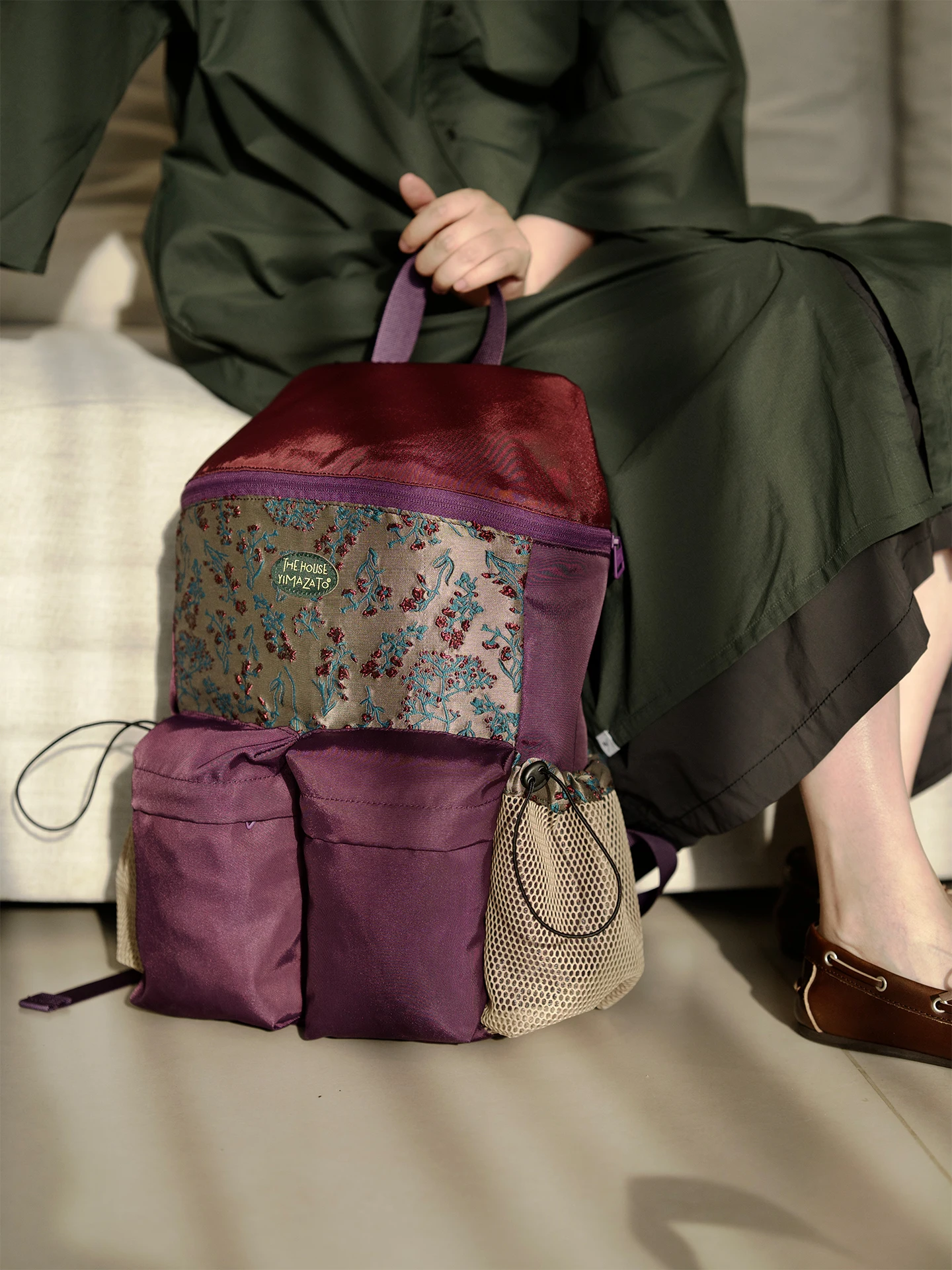 Original Retro Color Block Large Capacity Backpack Commuter Shoulder Bag Casual Simple Style Zipper Closure Soft Material