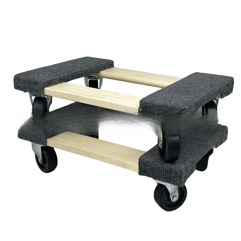 

Solid wood multi-layer board high load-bearing logistics handling trolley wooden furniture mobile trolley