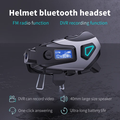 Imagen 2 del producto K10 motocicleta Bluetooth 5,4 casco auriculares 1200mAh batería pantalla LCD puede DVR grabadora de vídeo con Radio FM auricular impermeable