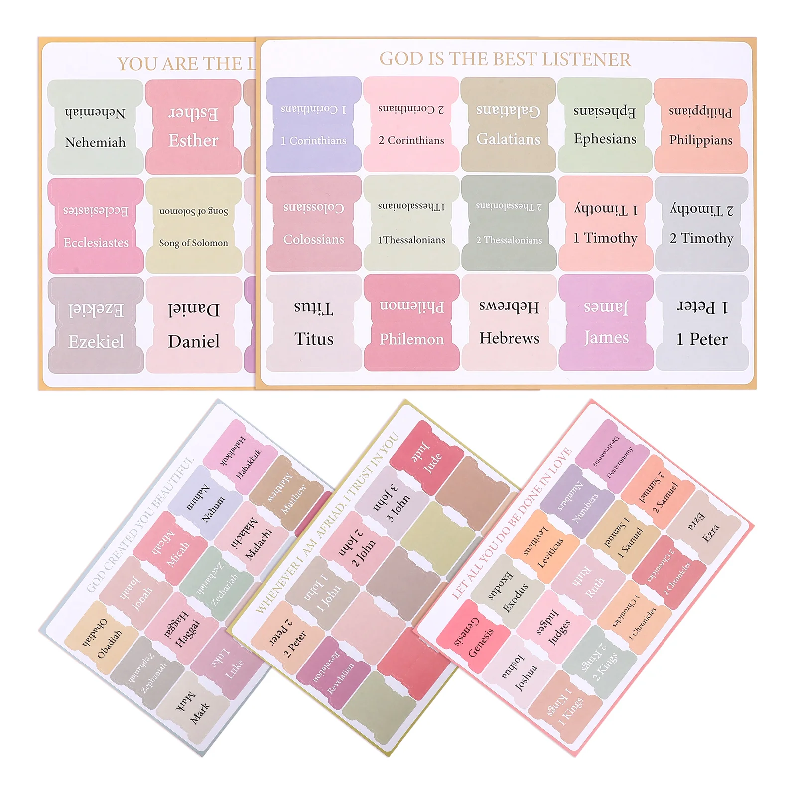 

5 Sheets Bible Index Tags Self-adhesive Tabs for Women Sturdy Page Study Book Accessories