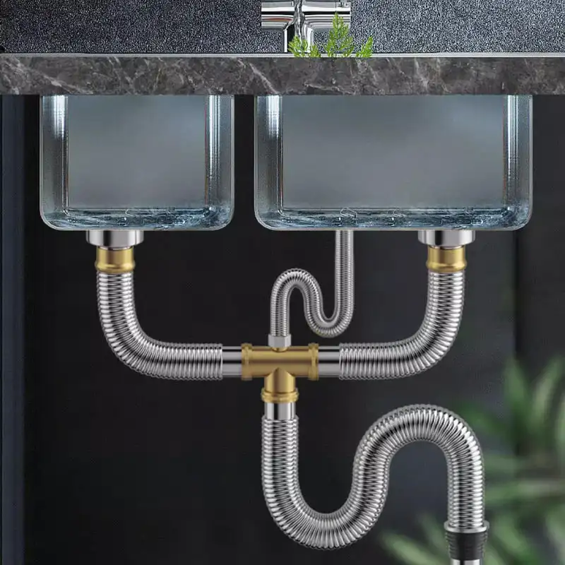 Stainless Steel Sewer Drain Pipe Fittings, Double Sink, Kitchen