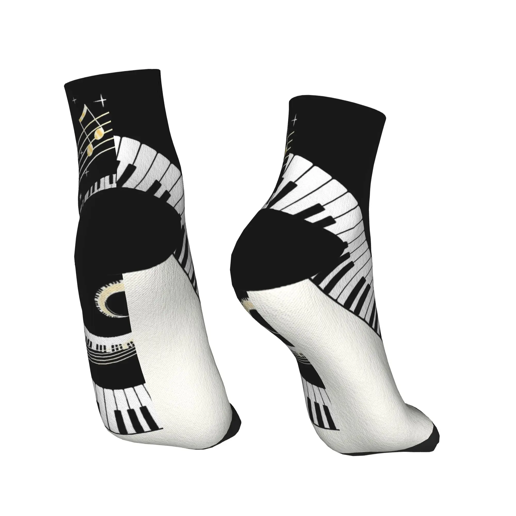 الكاحل الجوارب للنساء الرجال النوتات الموسيقية البيانو لوحة المفاتيح الفن الجوارب غير رسمية مخصصة عدم الانزلاق لينة الخريف مضحك الرياضة في الهواء الطلق جورب #4