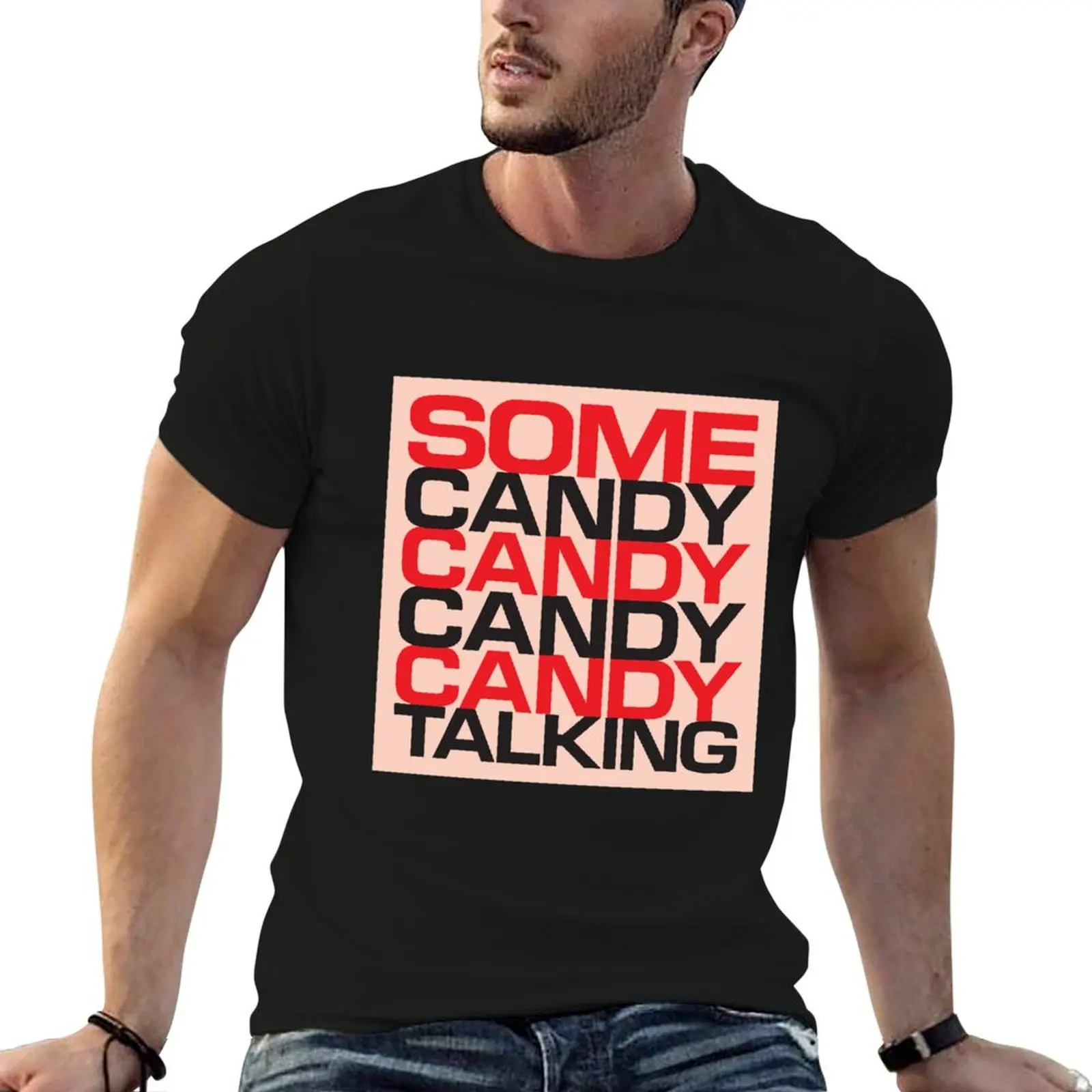 Camiseta JAMC con estampado de tipografía de caramelos que hablan, camiseta gráfica para hombre, camiseta de algodón para hombre