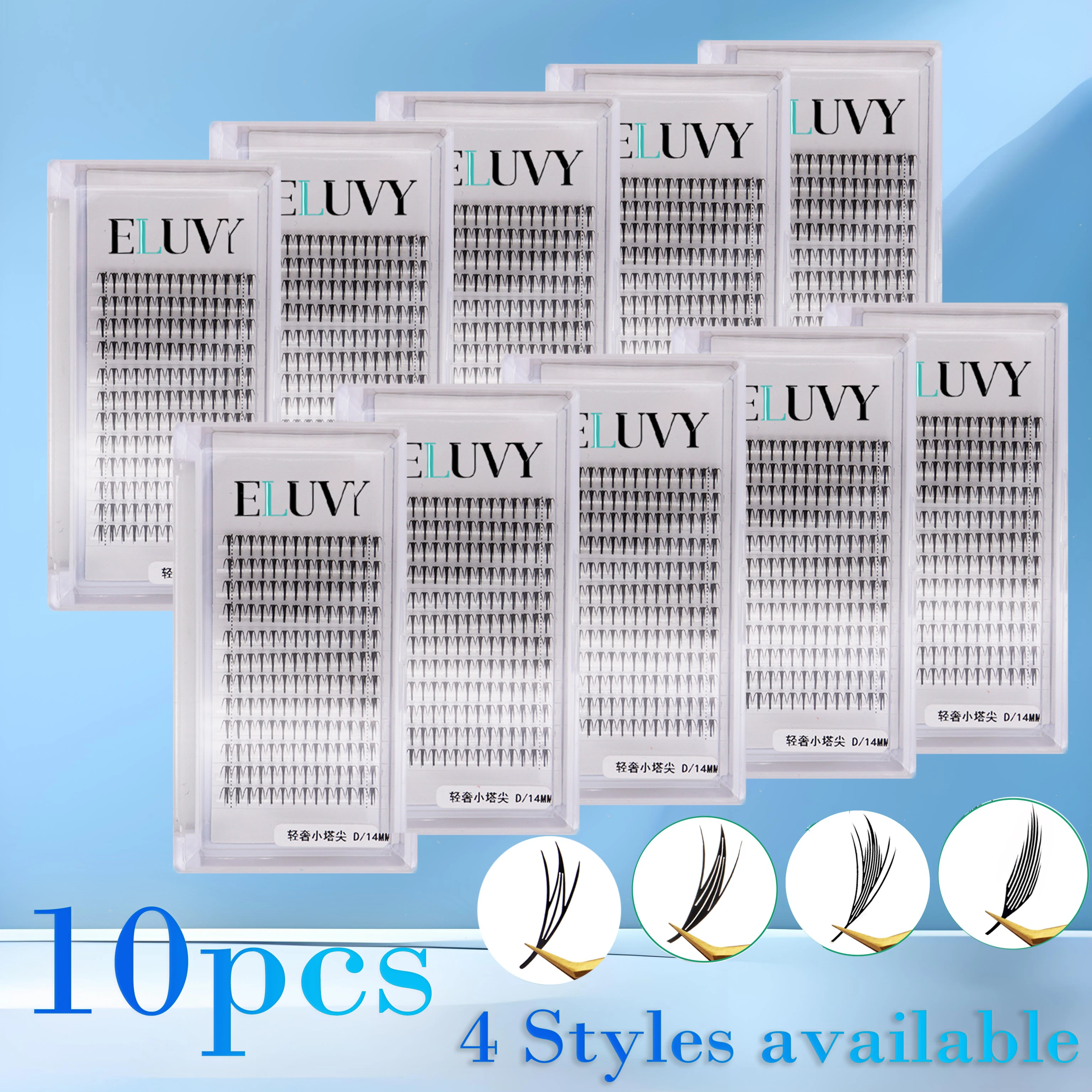 

ELUVY 10 шт. C/D/CC Curl Mix 8-15 мм Comicon косплей готовые аниме Spire супер наращивание ресниц форма пера 0,07 мм ресницы