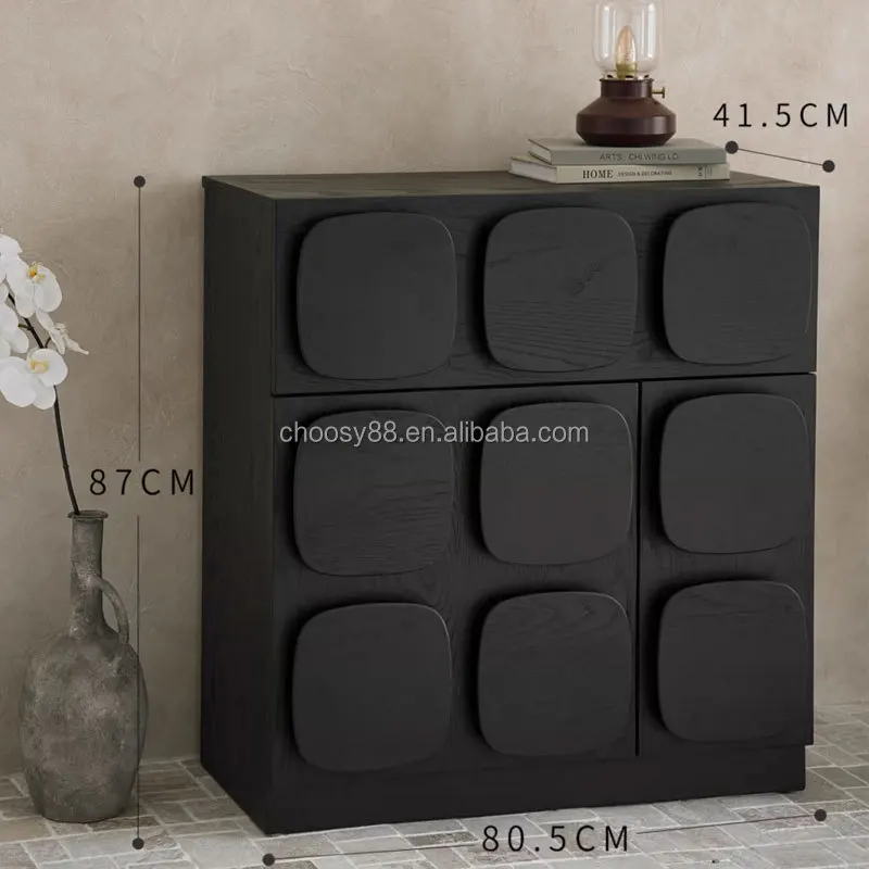 Timeless MidCentury Solid Wood Side Storage Cabinet with Drawers Wall-Mounted for Living Room