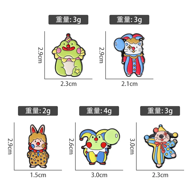 Clown Brooch Cute Cartoon Circus Style Metal Badge Accessories Wholesale Hat Pins for Backpacks Backpack Pin Decorative Brooches