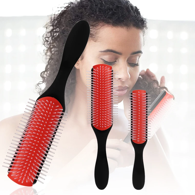 

9-Rows Detangling Massage Hair Brush For Curly Hair Brush Removable Nine Row Comb Plastic Wet Hair Brush
