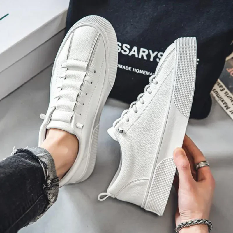 

White Sneakers for Men 2024 Spring Fashion Casual Lace Up Round Toe Flat mens Running Sport Shoes Zapatillas Deportivas Hombre