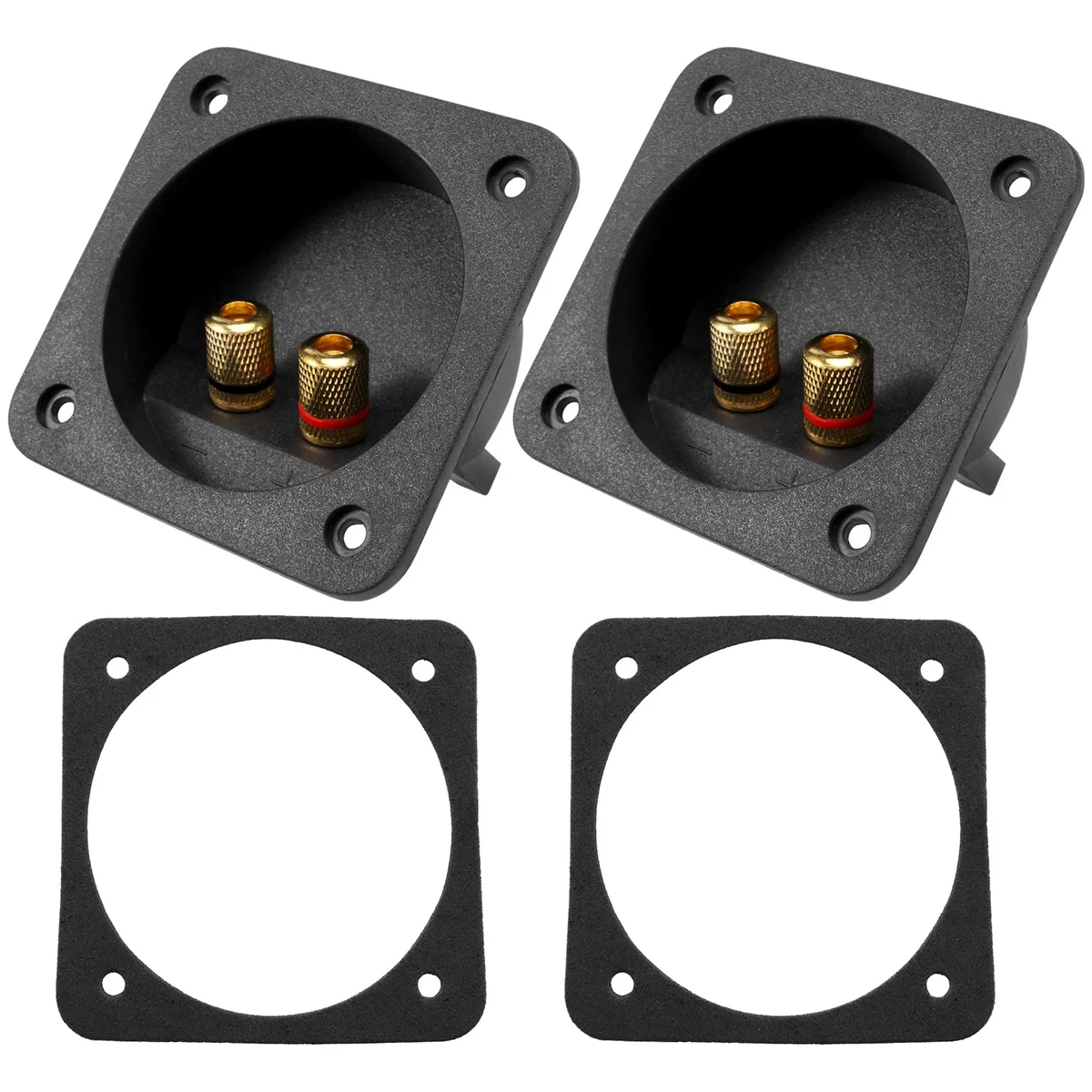 Connecteurs de Coupe à Vis pour Stéréo de Voiture, Fiches de Caisson de Basses, 2 Voies, Boîte de Haut-Parleur, Borne de Reliure Noire, 2 Pièces