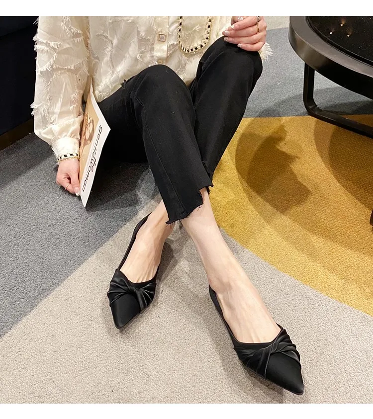 Sweet Single Shoes Women's New Flats Pointed Toe Soft Sole Slip on Loafers Shallow Mouth Zapatos De Mujer Summer Ladies Flats