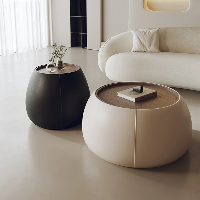 

Coffee table living room household light luxury high-end small apartment cream style creative designer round