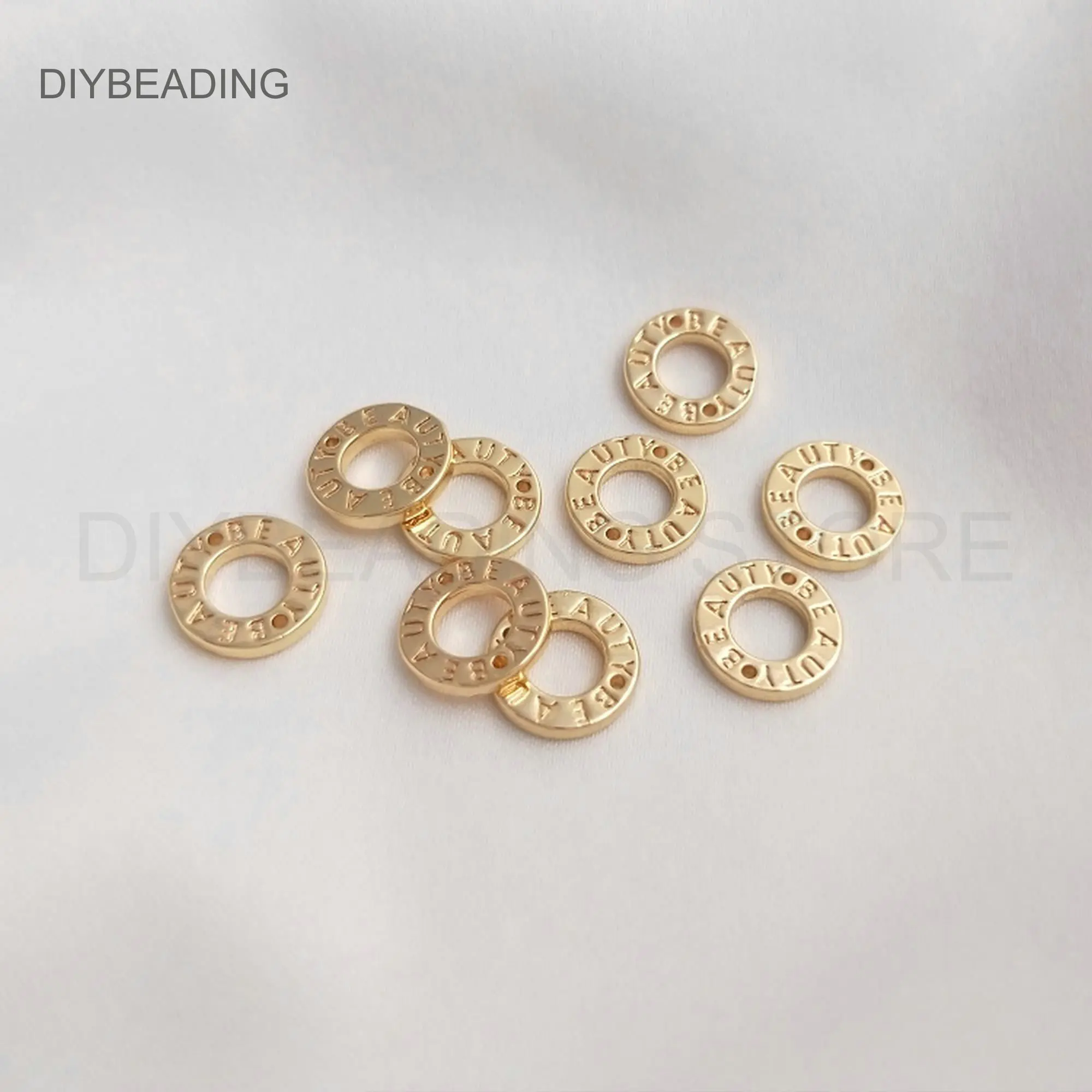 Connectors for Jewelry Making 14K Gold Plated Round Ring Circle Finding Beauty Initial Donut Charm Finding Material Lot Supply