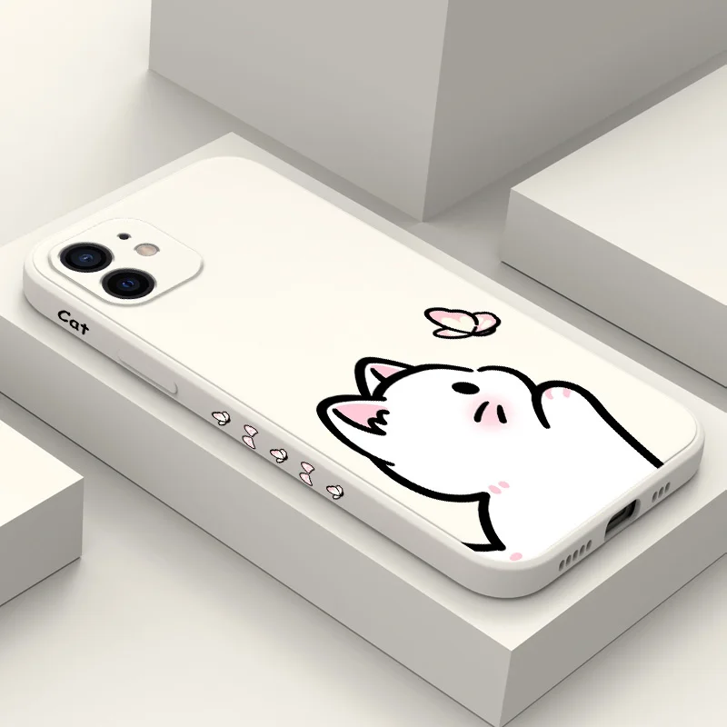 เคสโทรศัพท์ลายแมวหวานฝัน สำหรับ iPhone 12 11 X XR XS 8 7 SE2 Plus Pro Max Mini  วัสดุซิลิโคนเหลว