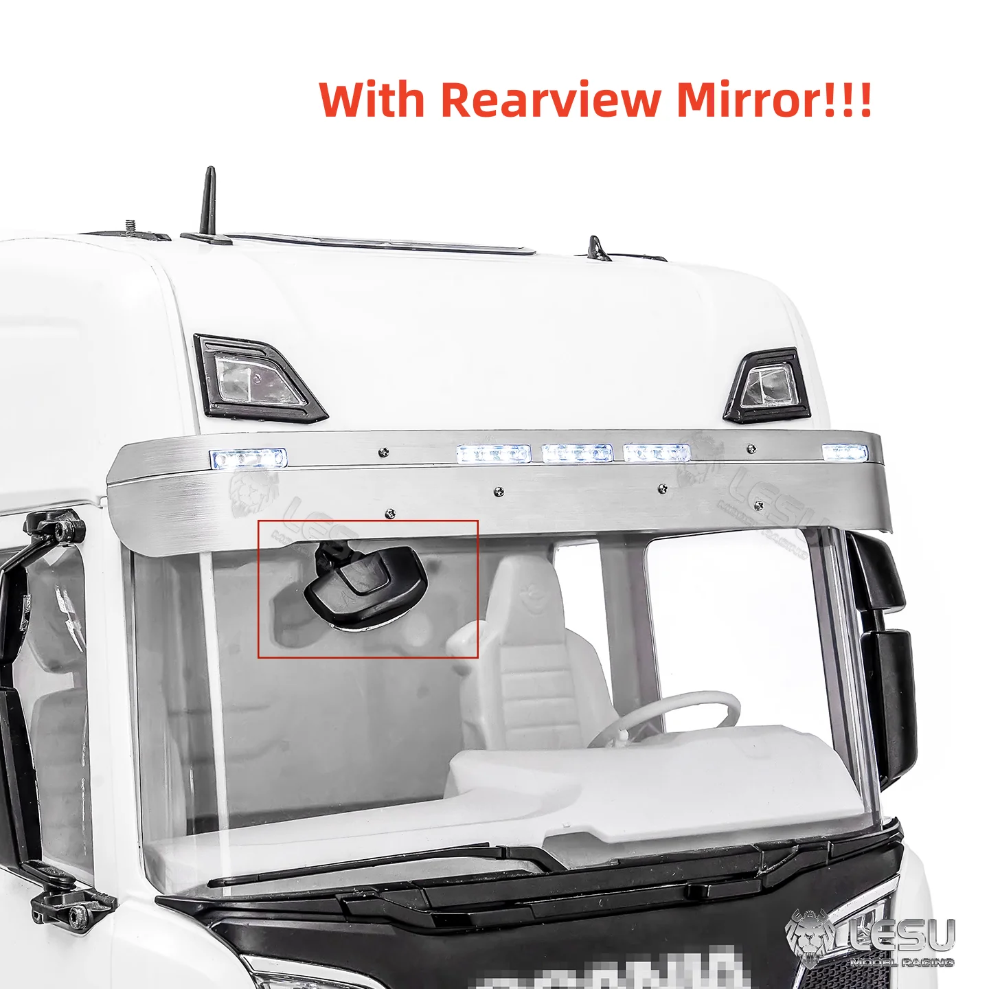 

Roof Spotlight with Rearview Mirror for Tamiya 1/14 RC Truck Scania 770s 1:14 RC Tractor Trailer LESU DIY Parts
