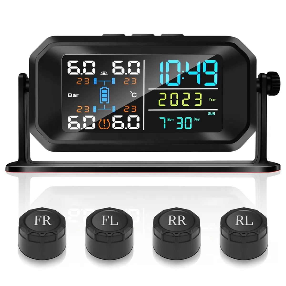 Compatible T13 Solar Power TPMS Tire Pressure Monitoring System with 4 External Sensors Car Tire Pressure Monitoring Device