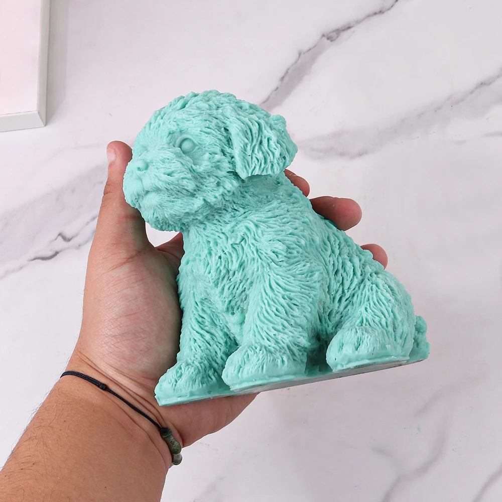 Large Size Teddy Dog Candle Silicone Mold Cute Animal Handmade Craft Gypsum Candle Resin Mould DIY Silicone Soy Wax Molds Decor