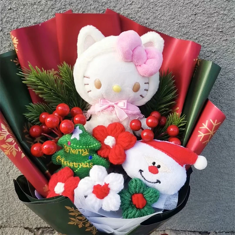 MINISO Świąteczny Bukiet Hello Kitty Kuromi Cinnamoroll My Melody Pluszowa Lalka Zabawka Walentynki Urodziny Prezent Świąteczny
