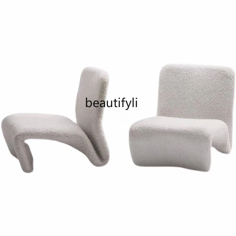 

Designer New FRP Lamb Wool Leisure Chair Modern Art Simple Villa Shaped Couch bedroom chair floor chair