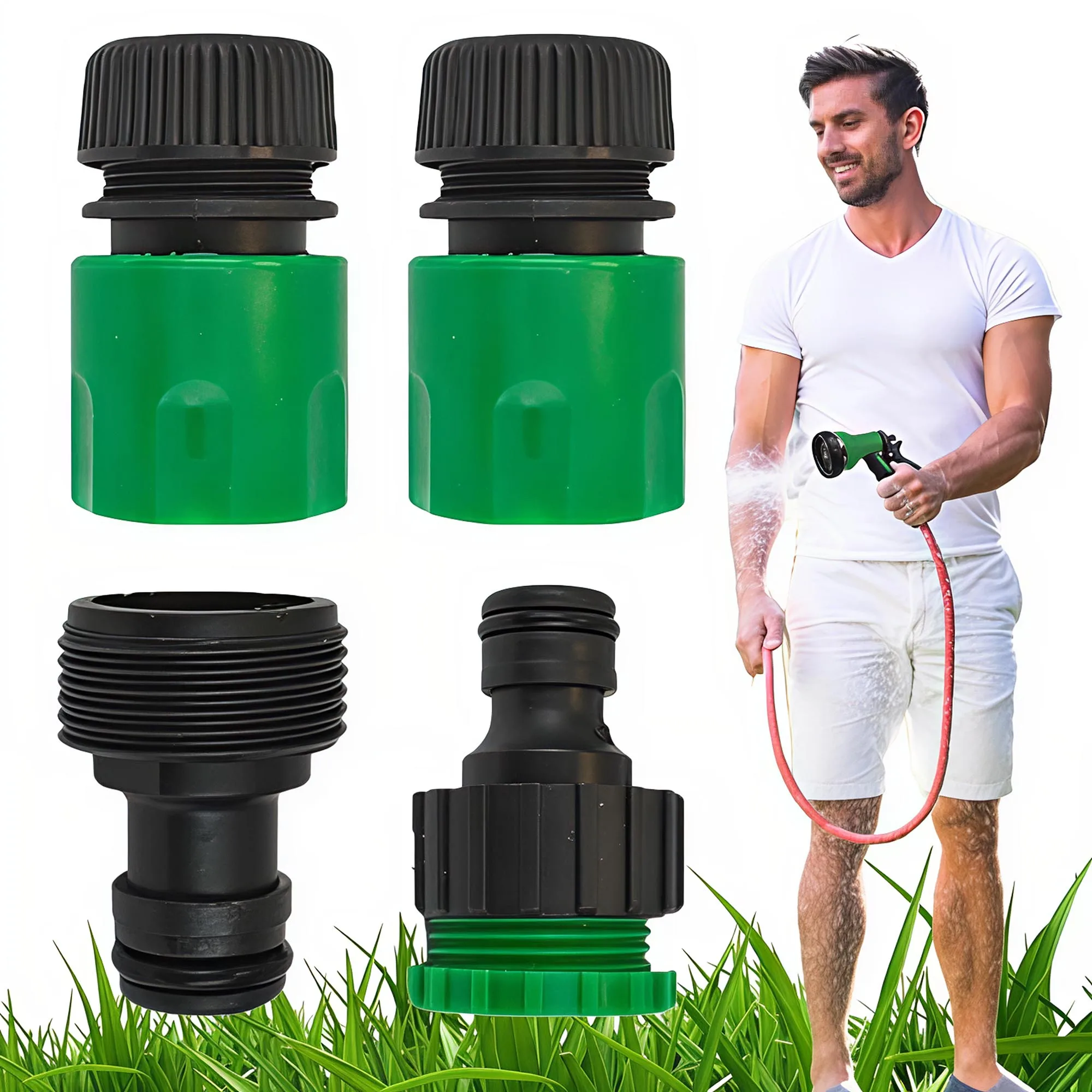 HIT 4w1 snelkoppeling voor tuinwaterslangwater snelkoppeling kraanconnector universeel eenvoudige installatie type SNEL