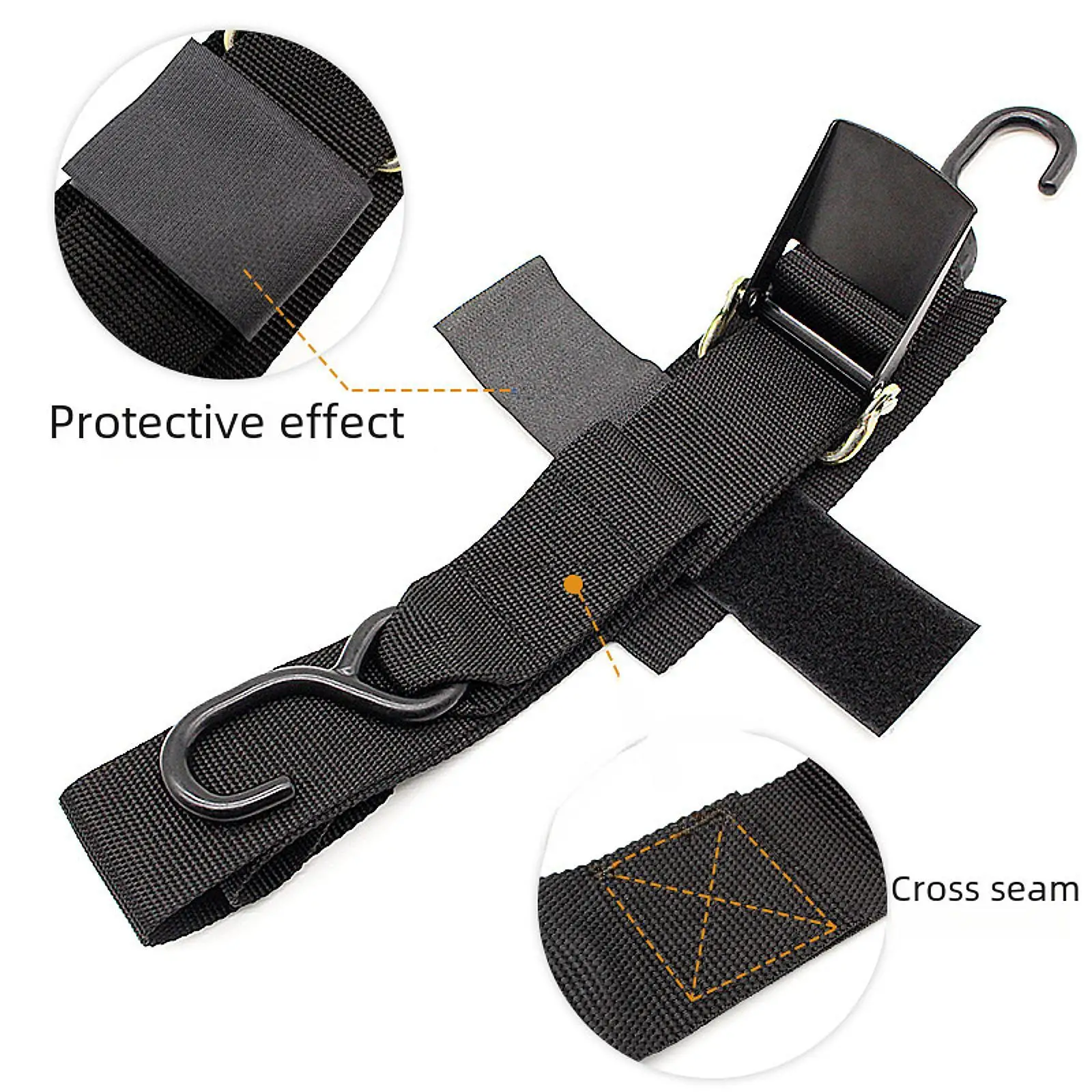 

2Pcs Boat Trailer Tie Down Straps Adjustable Rustproof Sturdy Construction