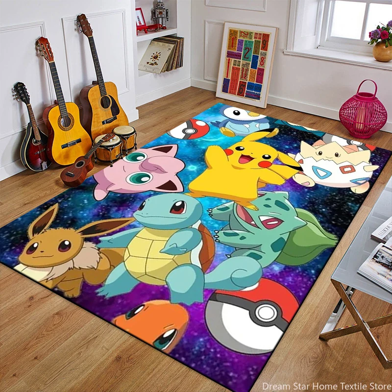 Cartoon Pokemon Anime 3D Carpet Rug for Home Living Room Bedroom Sofa Doormat Decor,Child Play Area Rug Non-slip Floor Mat Gifts