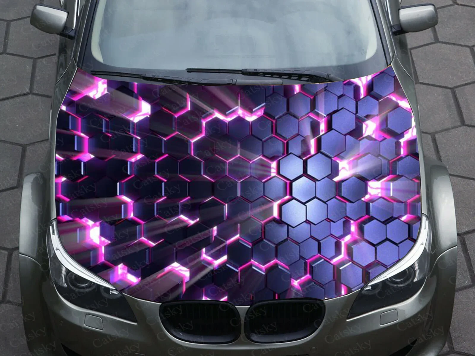 honeycomb Hexagonal shape Car Decal Graphics Vinyl decal Cover Pattern Packaging custom design hood engine Decal Stickers