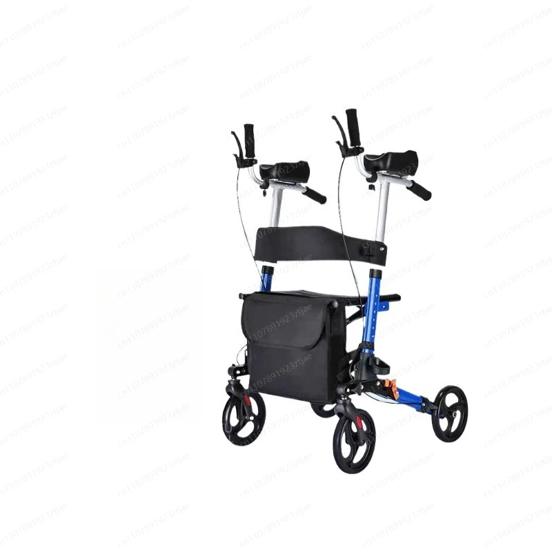 4 Wheels  Upright Walker Stand Up Folding Rollator Seat Padded Armrest