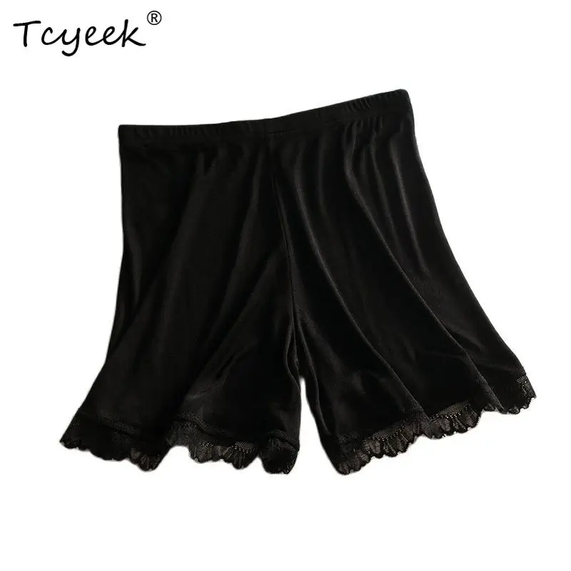 Tcyeek-pantalones de seda de morera auténtica para mujer, pantalón de seguridad con parte inferior de Color sólido, transpirable, cómodo y agradable para la piel, P37810QM