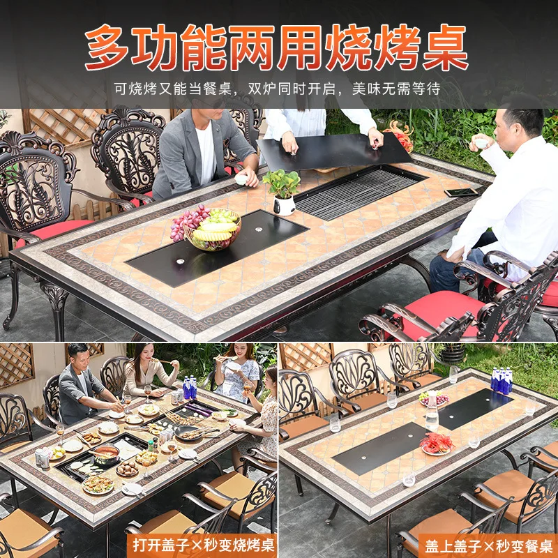 Multifunctional Korean electric grill Household smokeless barbecue Leisure BBQ Charcoal grill Outdoor barbecue table and chairs