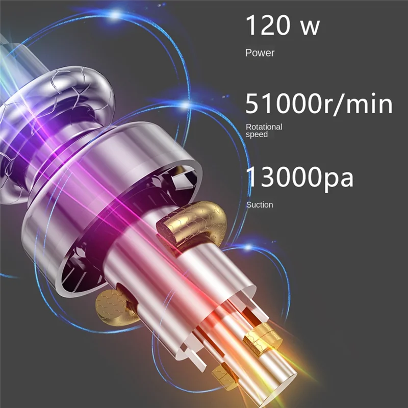 مكنسة كهربائية للسيارة، 7000 باسكال/120 وات، مكنسة كهربائية صغيرة محمولة قابلة للفصل للسيارة مع مصباح يدوي LED أسود