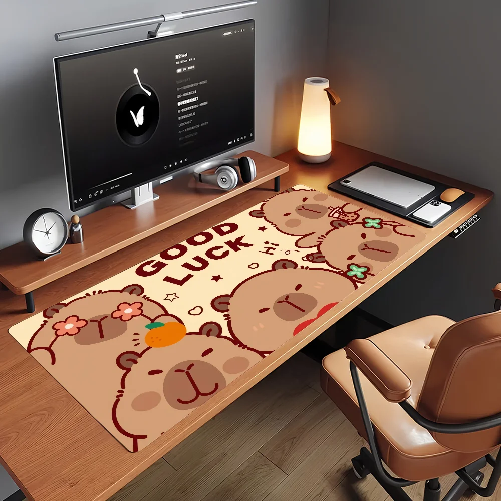 Cute Capybara Cartoon Mouse Pad Non-slip Rubber Gamer Balance Computer Mat Decoracion Deskmat Laptop Office Large