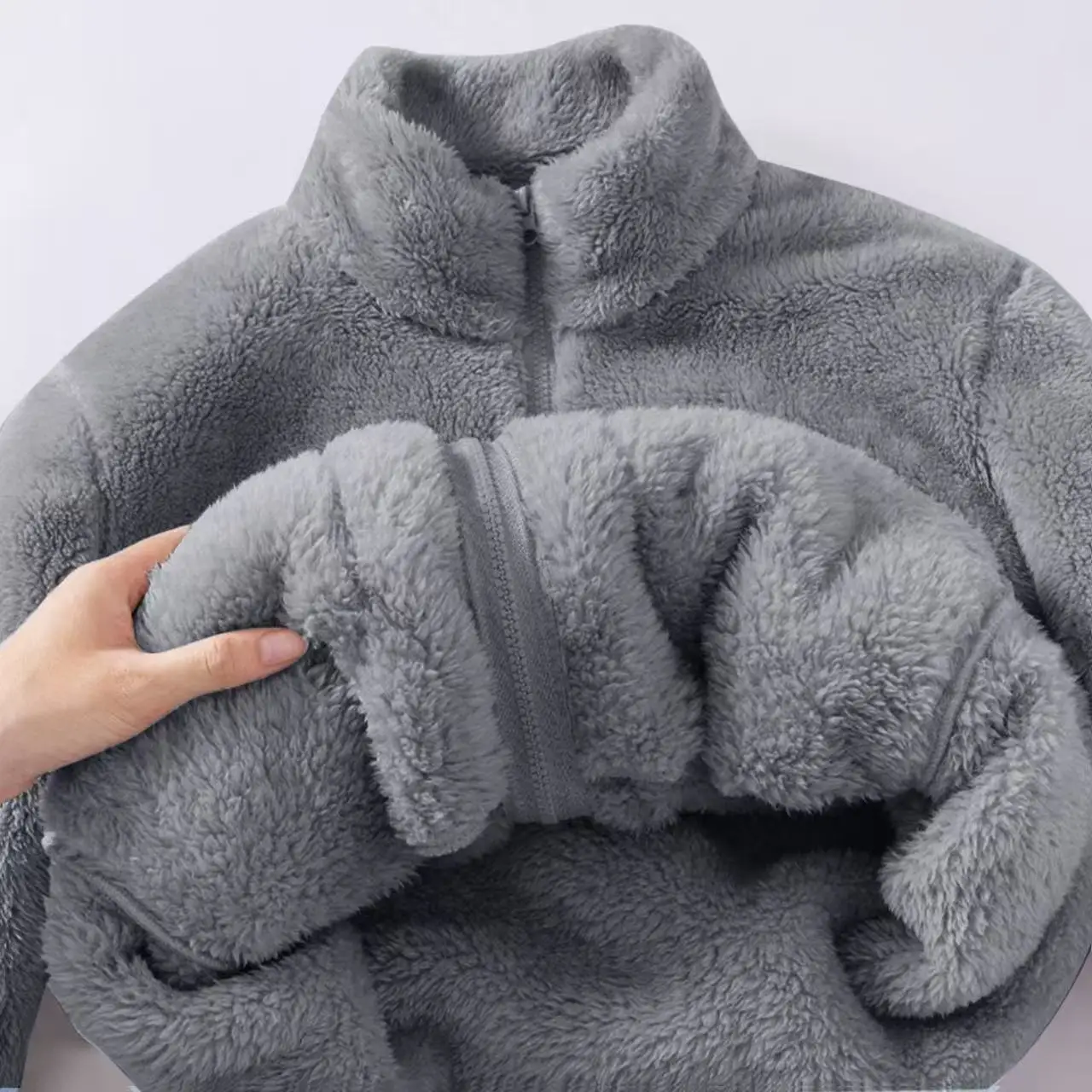 2025 가을 겨울 후드티 여성용 플리스 벨벳 스탠딩 칼라 방풍 안감 재킷 캐주얼 패션 플러시 따뜻한 코트 여성용