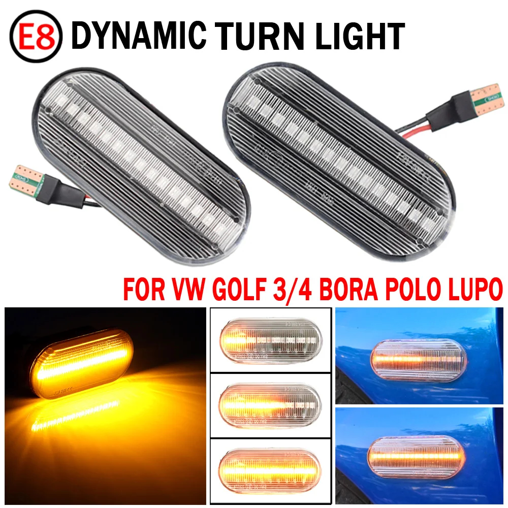 2PCS Led Dynamic Side Marker Turn Signal Light Sequential Blinker Light For VW Golf 3 4 MK3 MK4 Passat 3BG Polo 6N 9N Bora Vento