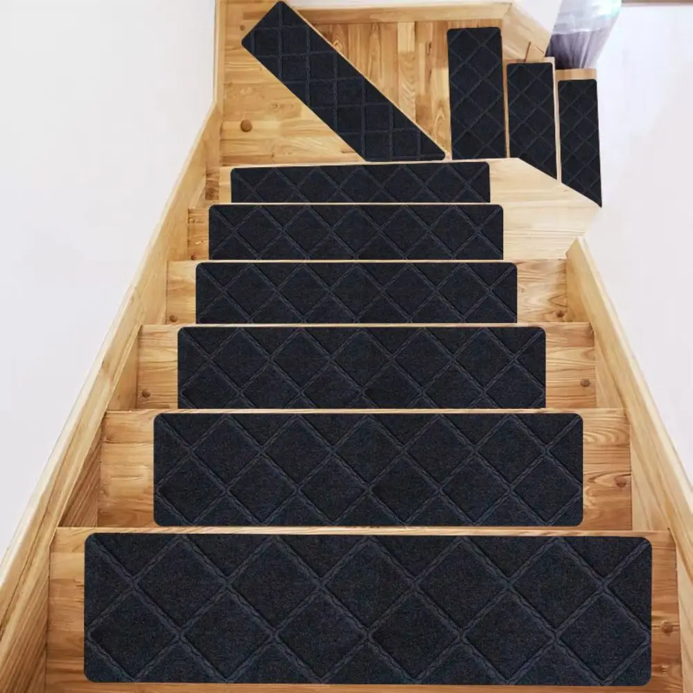 2Pcs Self Adhesive Indoor Stair Treads Carpet Washable Safety Mute Stair Step Mat Water Absorbing Step Anti-slip Pad