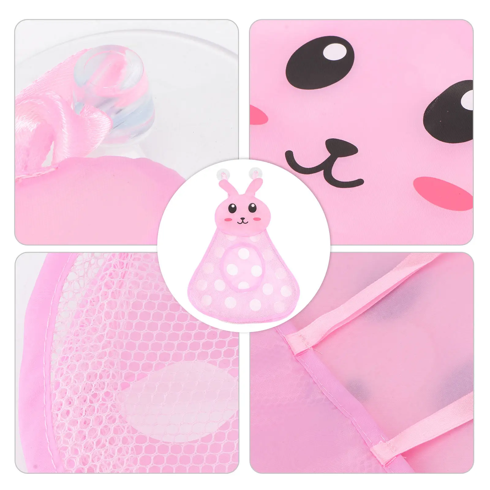 1Pcs Baby Bath Storage Bag Pink Rabbit Shaped Cartoon Pouch Waterproof Hanging Organizer for Bathroom Bedroom Kitchen