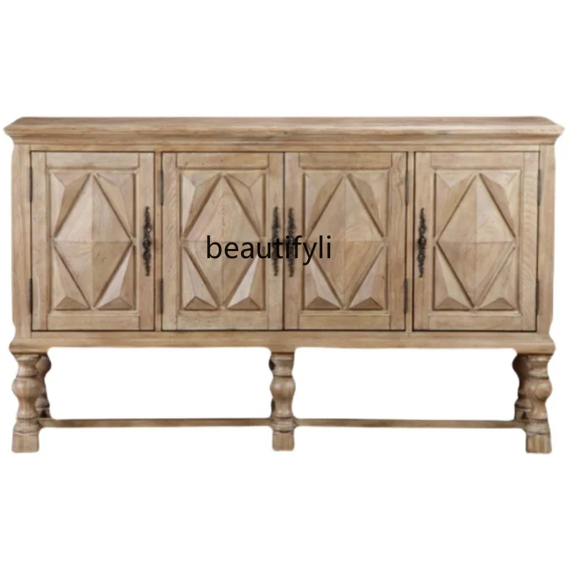 

American rural old solid wood entrance, side cabinet, multi-layer foyer cabinet, partition entrance cabinet, multi-function