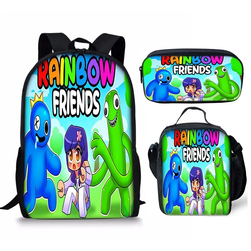 Rainbow Friend Schoolbag Travel Backpack Lunch Bag Pencil Case set for Kids Students