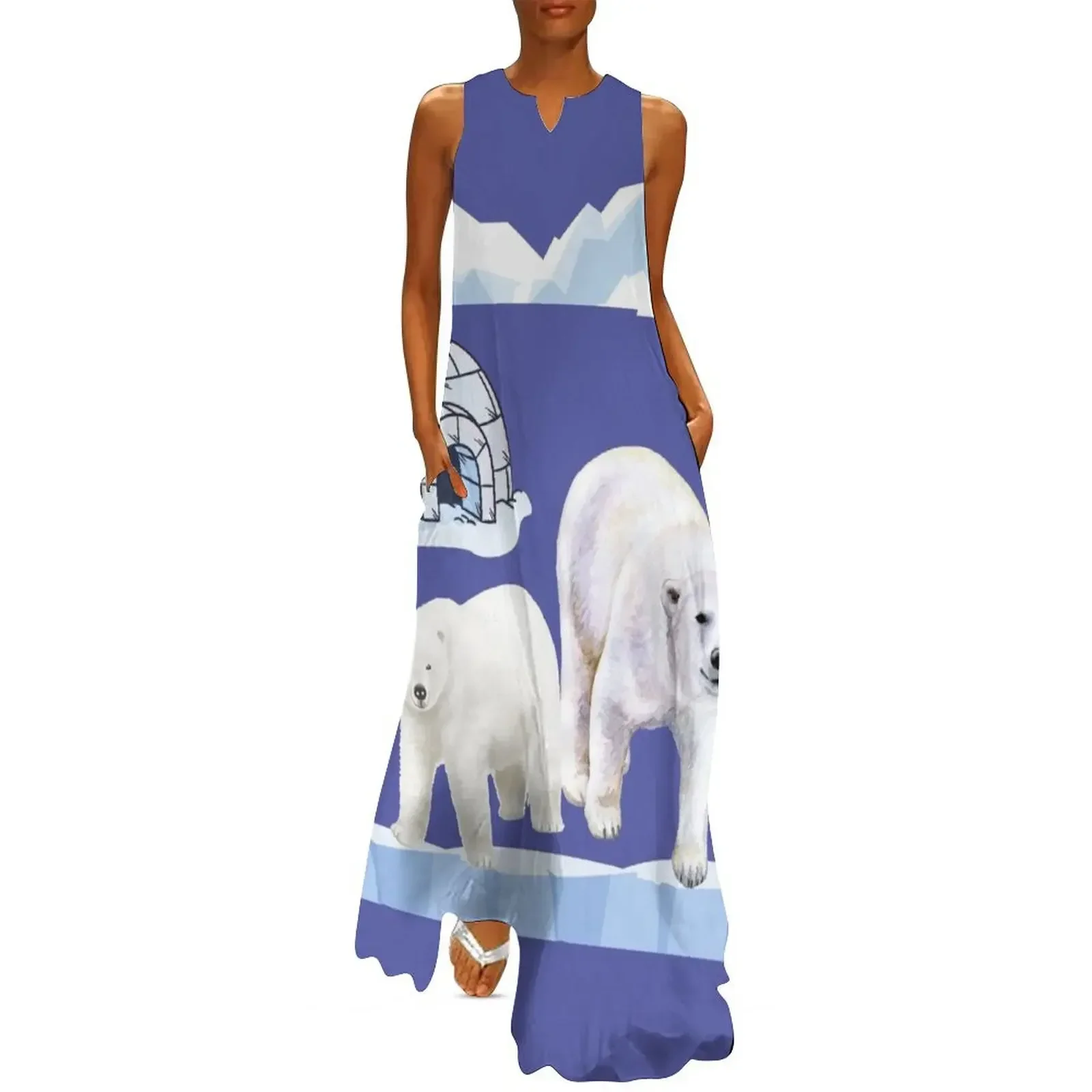 

Arctic White Polar Bears Long Dress dresses summer birthday dress for women Women's long dress luxury dresses