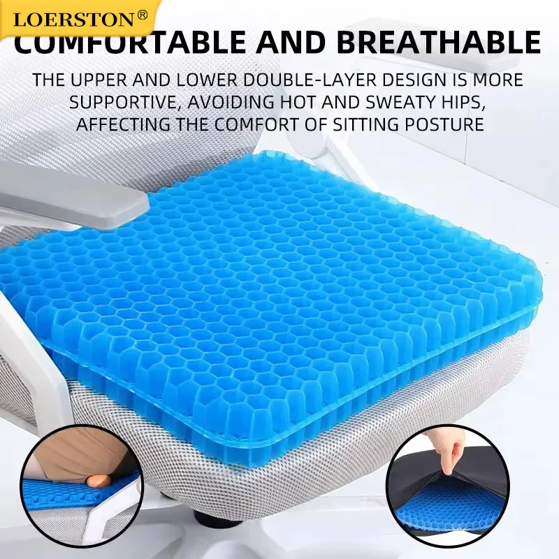 Gel Seat Cushion Summer Breathable Honeycomb Design For Pressure Relief Back Tailbone Pain - Home Office Wheelchair Chair Cars