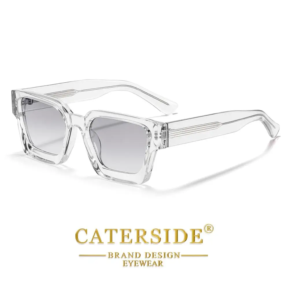 CATERSIDE Retro-Punk-Sonnenbrille für Herren mit dickem, quadratischem Rahmen, Farbverlauf-Design, für Damen, für Reisen, Business, Partys, unverzichtbare Brille, UV400 – Detail 10