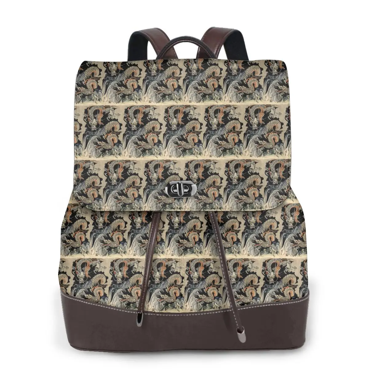 Utagawa Kuniyoshi - Dragons Bookbag School Student Bags Hiking Travel Daypack for Women Fashion Derma Backpack