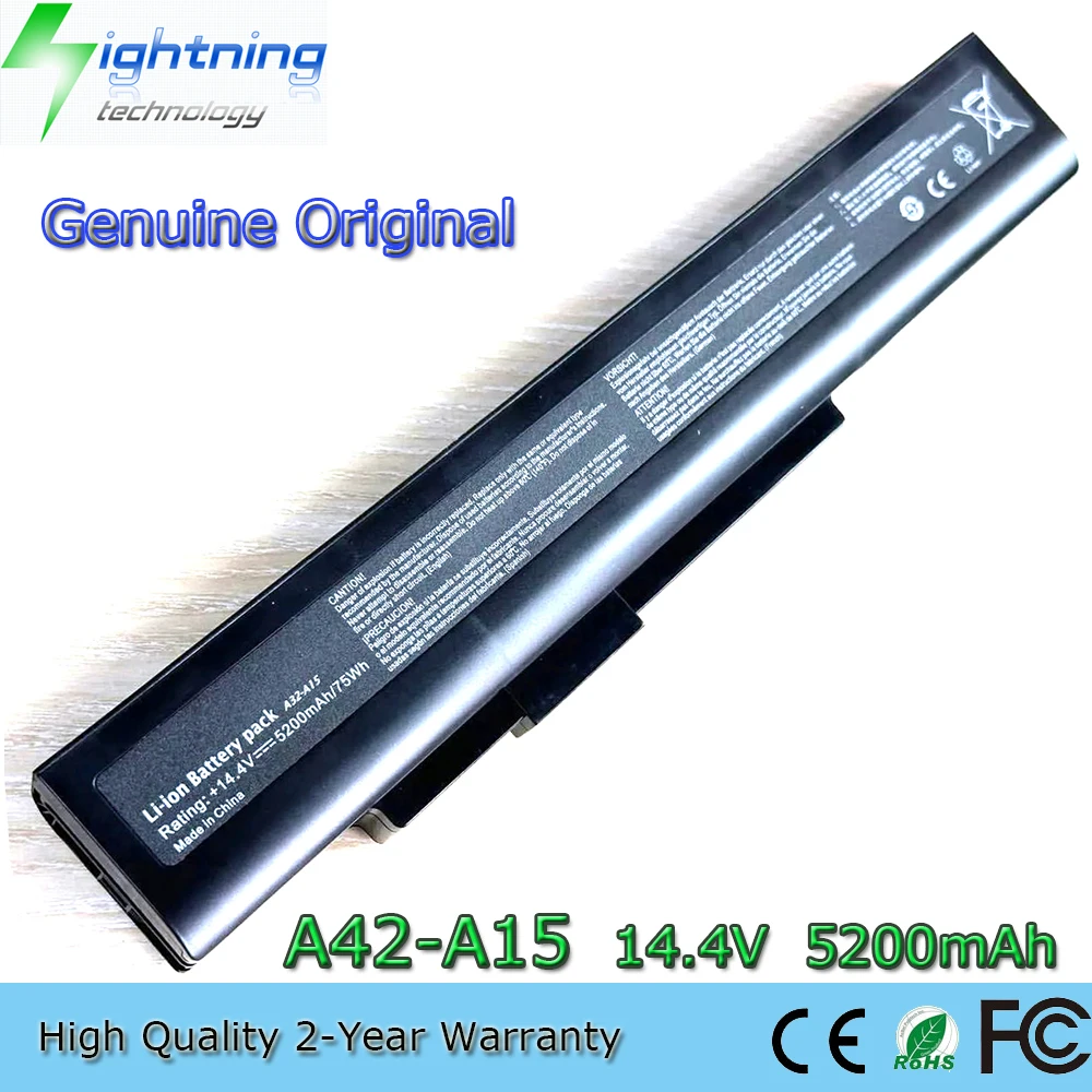 New Genuine Original A32-A15 11.1V 4400mAh Laptop Battery for MSI A6400 CR640MX X6815 Medion Akoya E6201 E7219 A42-A15 5200mAh