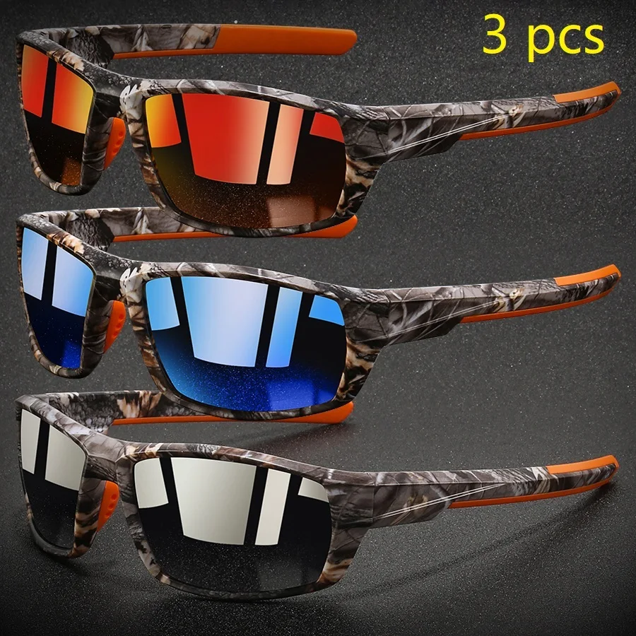 3 Pieces Fashion Vintage Polarized Sports Sunglasses Men Women Fishing Running Cycling Mountaineering Sun Glasses UV400 Eyewear