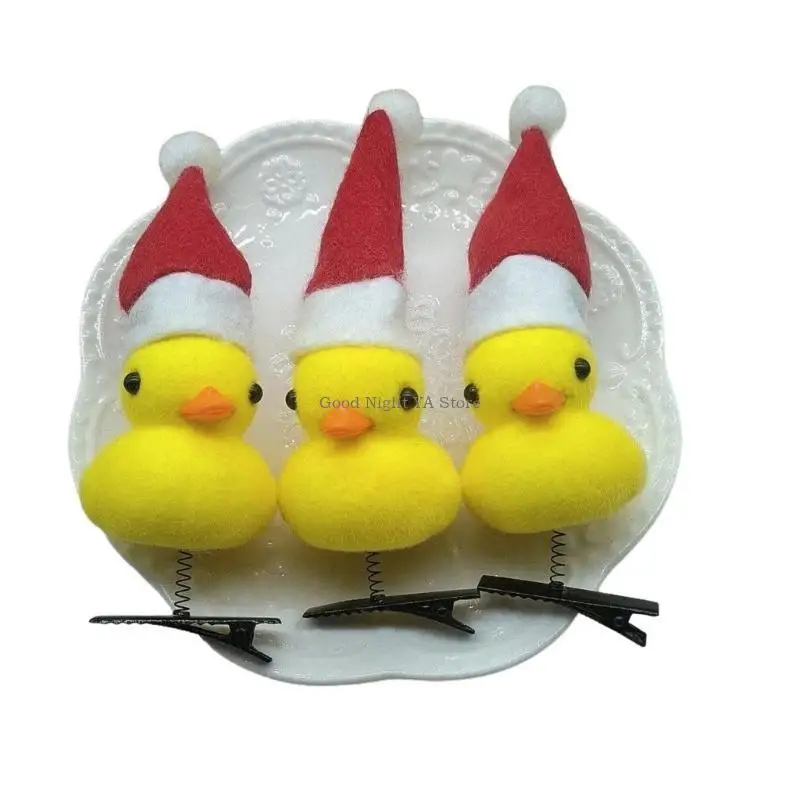 

Duckbill Clip Hairpin Realistic Duck Shaped Animal with Rose Dress Headwear