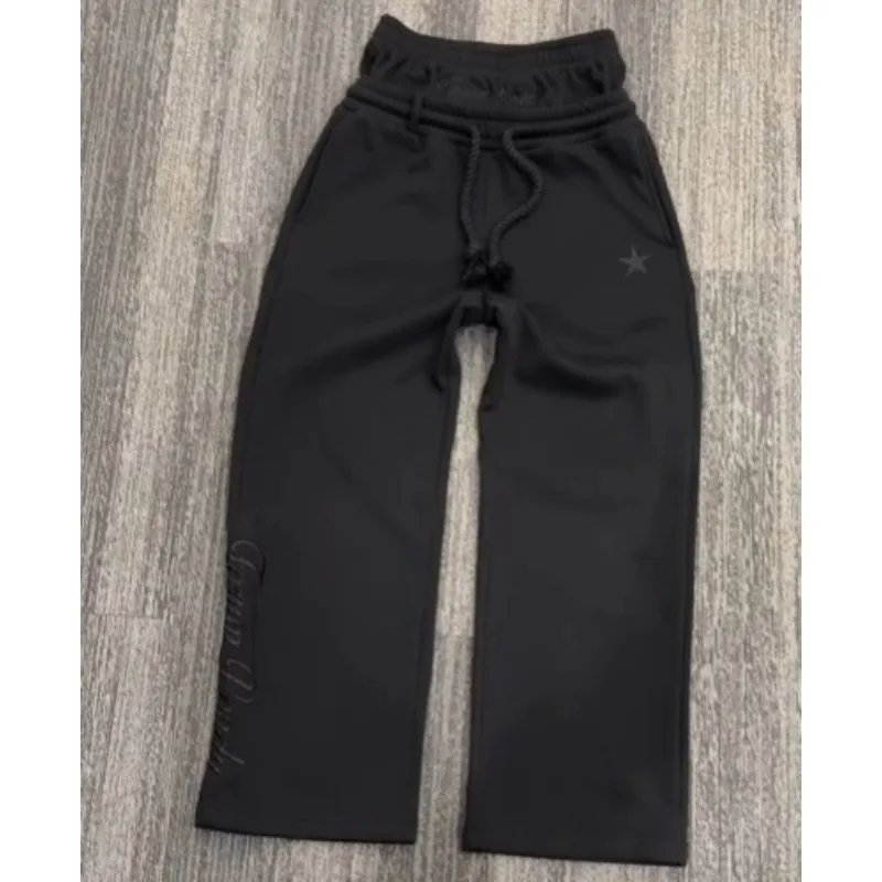 Y2k Men Joggers Gothic Trendy False Two-piece Double Waist Sweatpants Hip Hop American Retro High Street Casual Wide-leg Pants